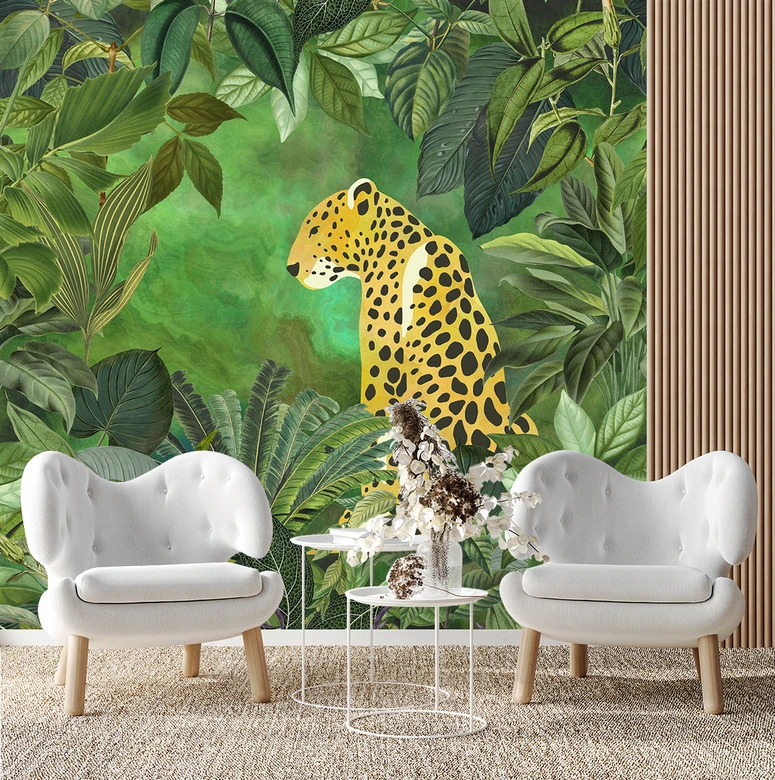Fototapete, Panther Tier Dschungel Exotisch grün - Andrea Haase 