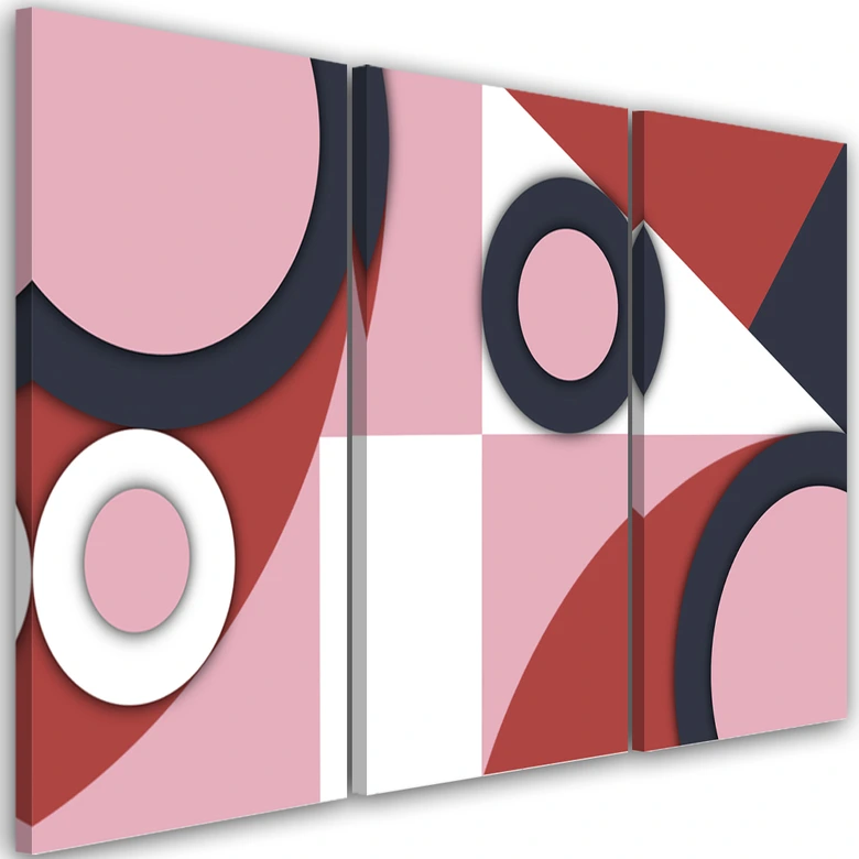 Leinwandbild 3 teilig, Geometrische Abstraktionsformen 