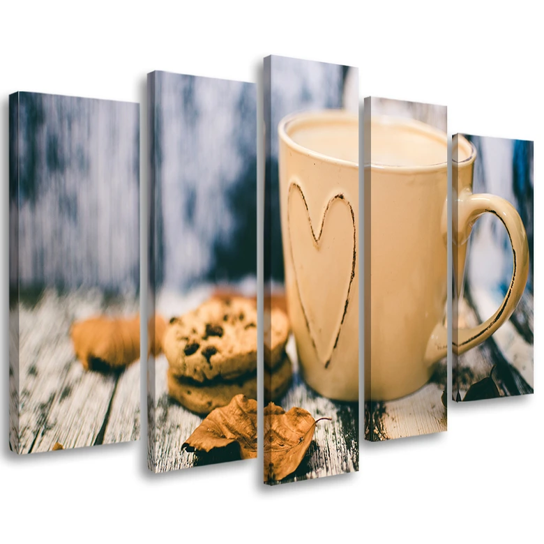 Leinwandbild 5 teilig, Kaffeetasse Vintage 