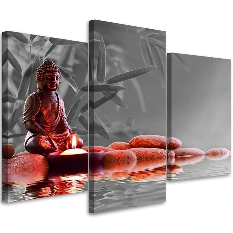 Leinwandbild 3-teilig, Buddha Feng Shui Religion 