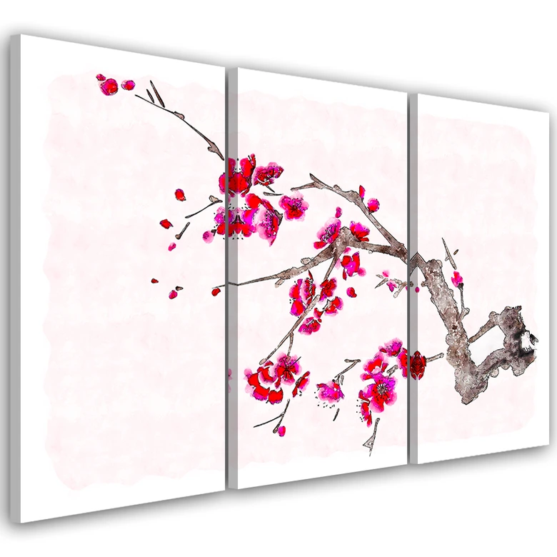 Leinwandbild 3-teilig, Kirschblüte Japan Natur 