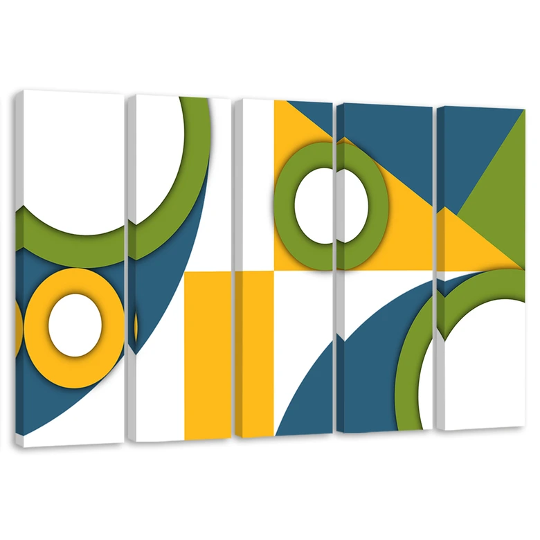 Leinwandbild 5 teilig, Geometrische Abstraktionsformen 