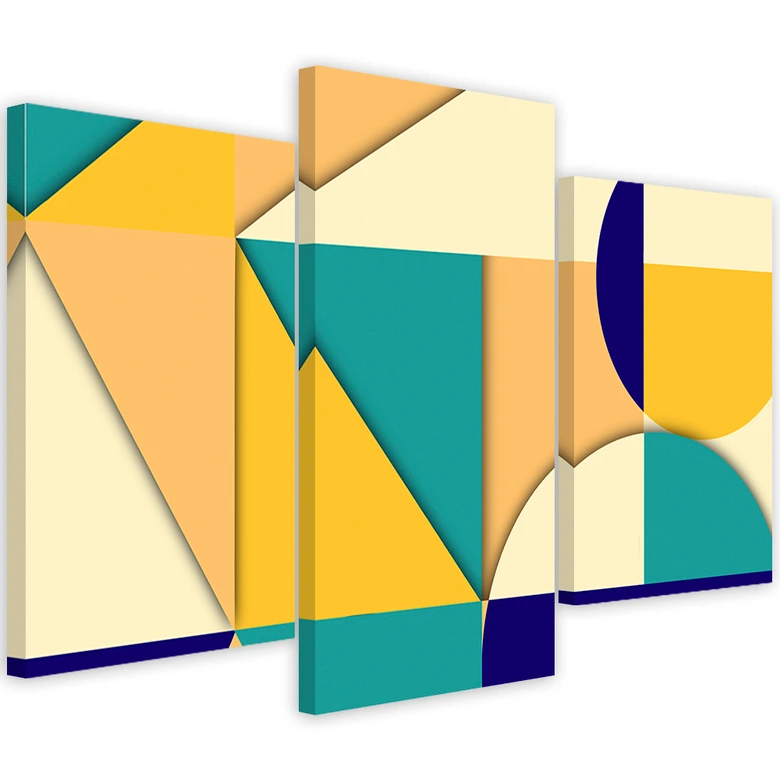 Leinwandbild 3 teilig, Geometrische Abstraktionsformen 