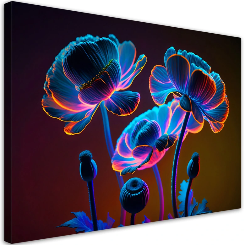 Leinwandbild, Neonblumen Natur 