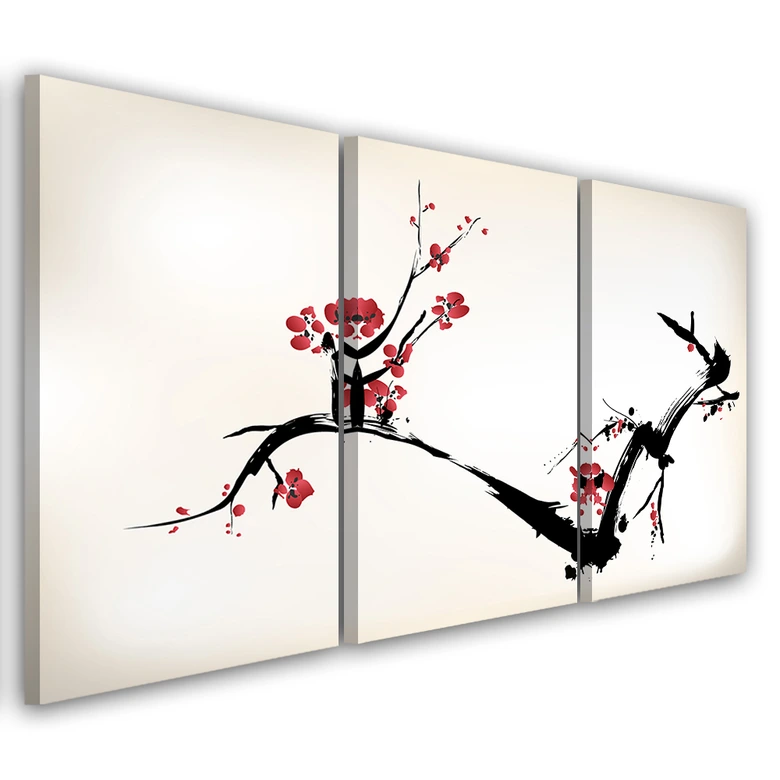 Leinwandbild 3-teilig, Kirschblüte Japan Natur 