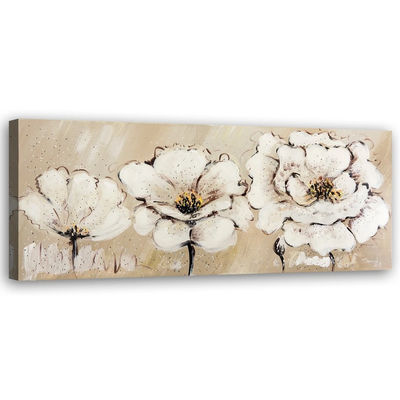 Leinwandbild, Weiße Blumen Shabby Chic 