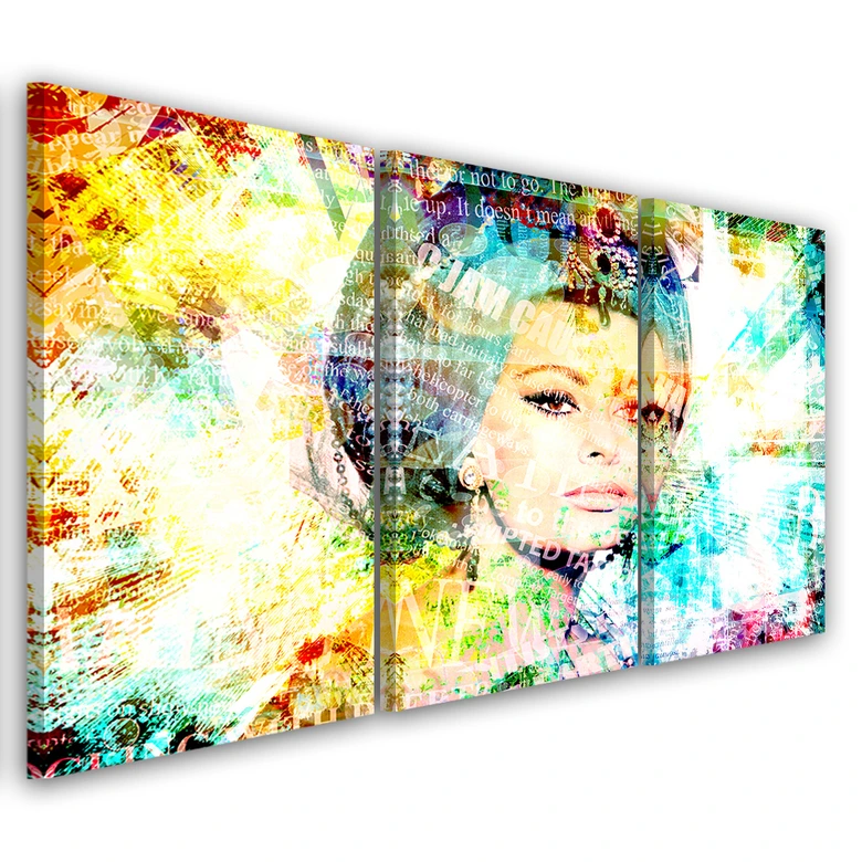 Leinwandbild 3-teilig, Sophia Loren 