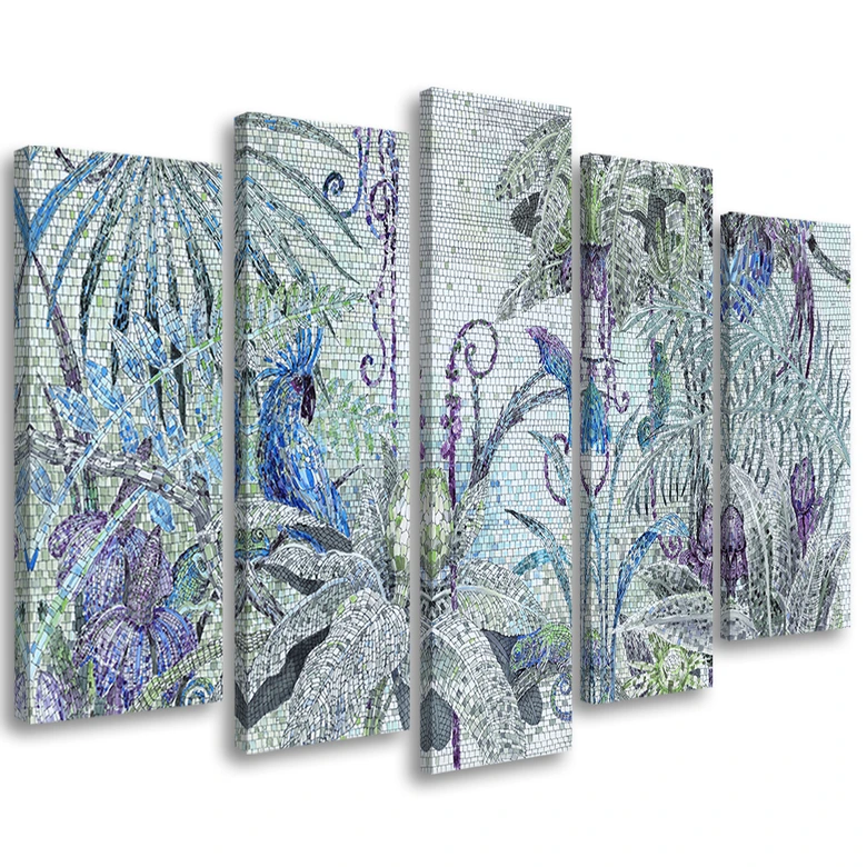 5-delige canvasprint Mozaïek Jungle 