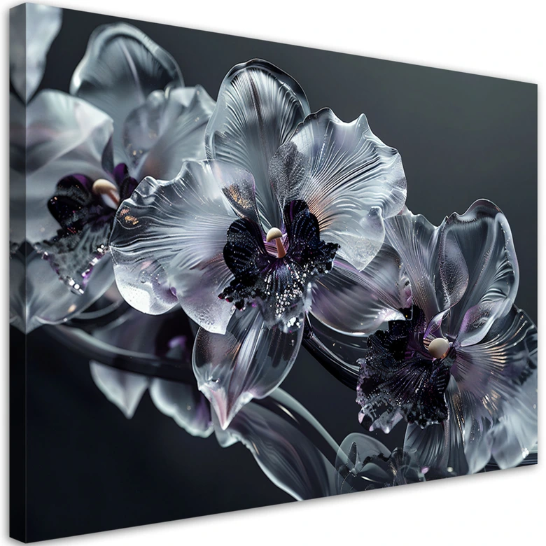 Canvasbillede, Sorte og hvide blomster i blomst 