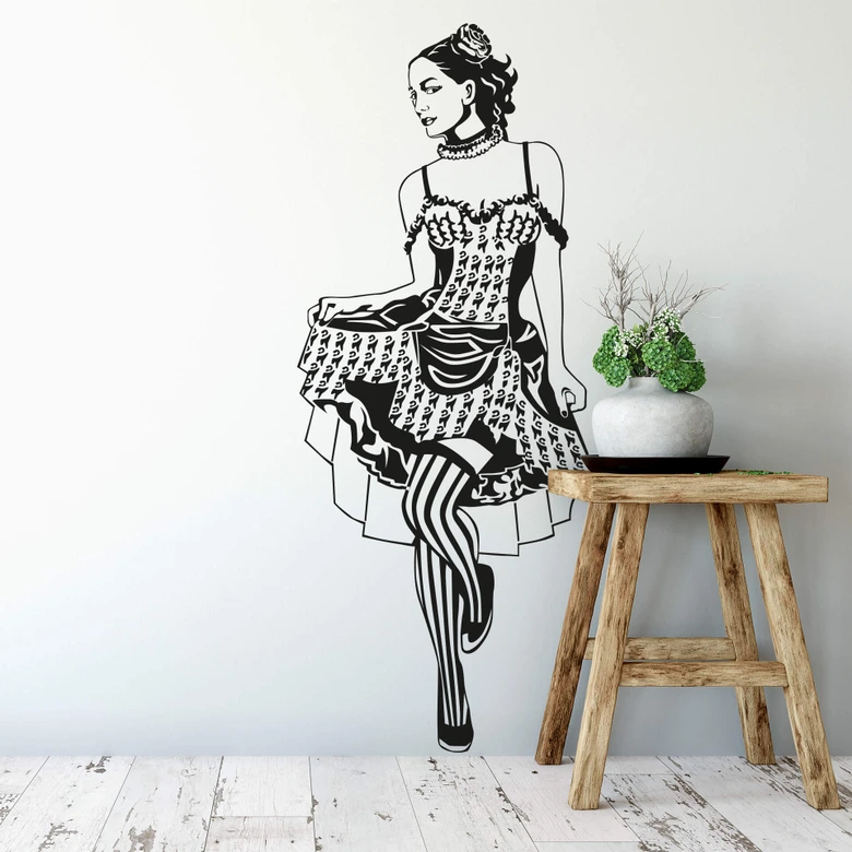 Wandtattoo Cancan-Tänzerin 