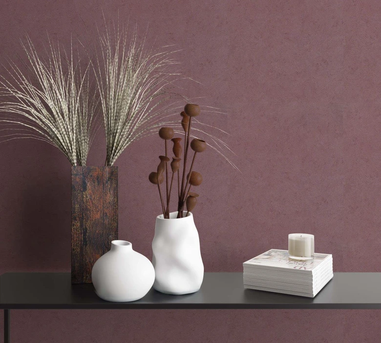 Vliestapete Floral Klassisch, Natur, Romantisch in Rosé-Violett  