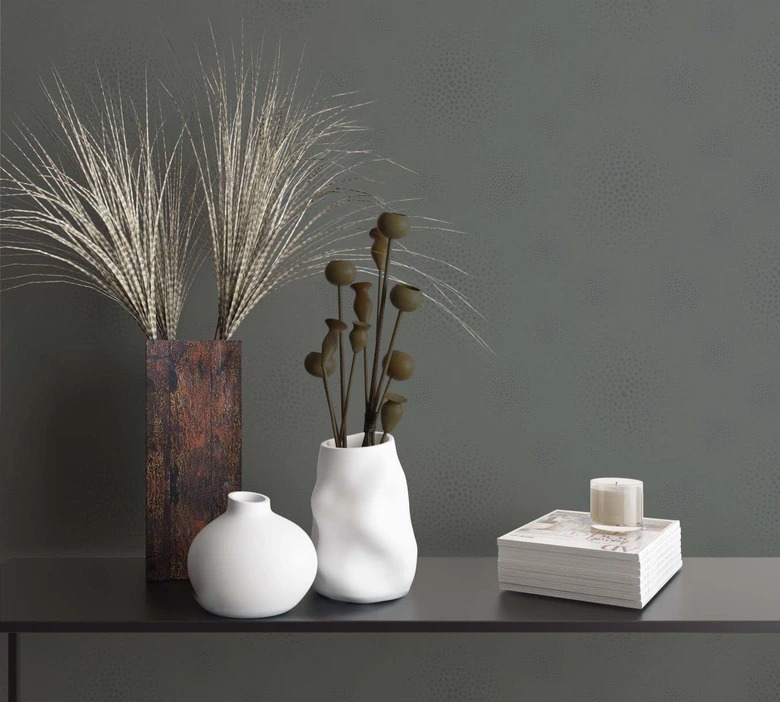 Vliestapete Struktur Punkte Modern, Romantisch, Shabby Chic in Anthrazit  