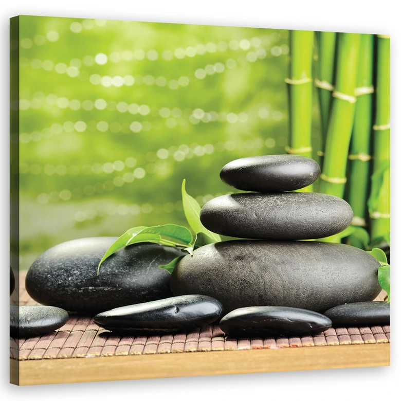 Leinwandbild, Steine Bambus Zen Spa 