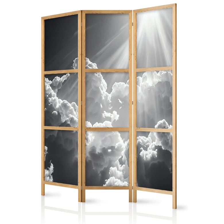 Japanischer Paravent, Raumteiler freistehend, Trennwand - Hope in the Clouds 