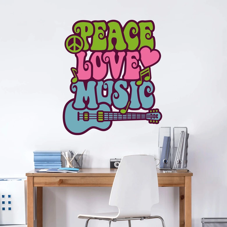 Wandtattoo Peace Love Music 1 