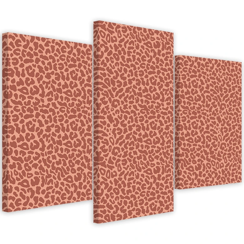 Leinwandbild 3 teilig, Leopard Leopard Pelfpatches Muster 