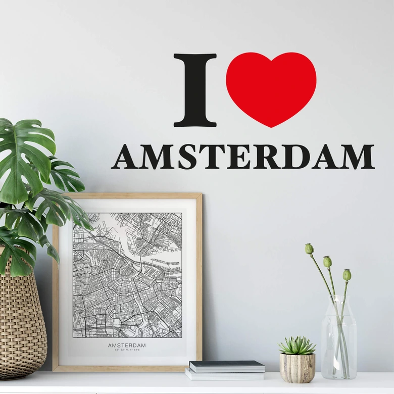 Muursticker I love Amsterdam 