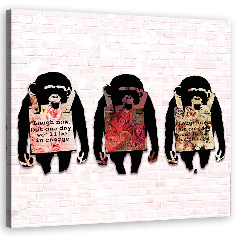 Leinwandbild, Banksy lachen die Affen 
