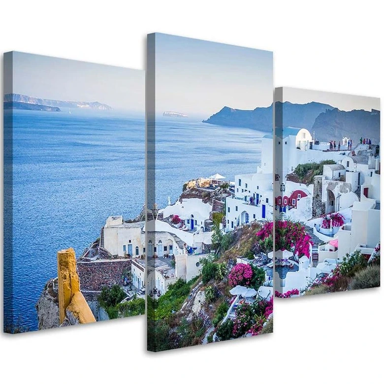 Leinwandbild 3-teilig, Santorin Griechenland Meer 