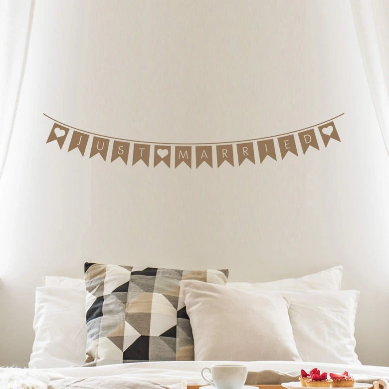 Muursticker Vlaggetjes Just Married 