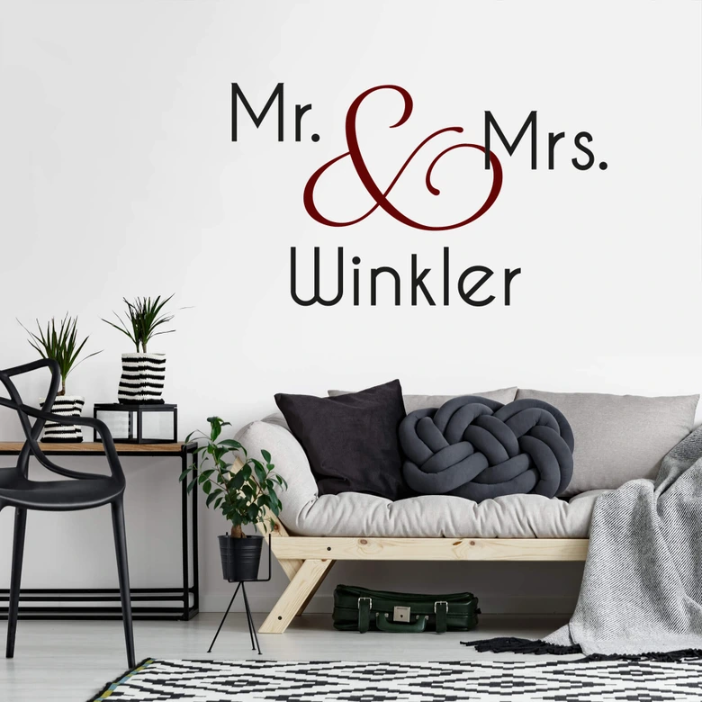 Name + Mr. & Mrs. (2-colours) Wall sticker 
