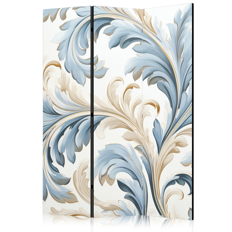 Paravent, Raumteiler freistehend, Trennwand - Baroque Ornaments in Light Creamy Blue Colors 