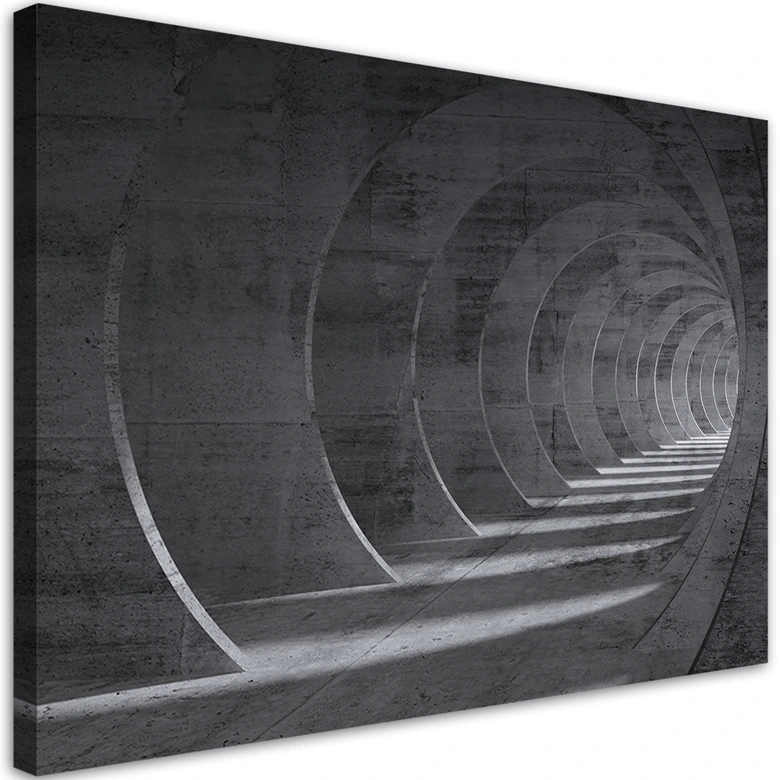 Leinwandbild, Grauer 3D Tunnel 