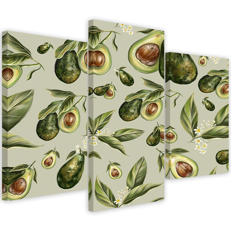 Leinwandbild 3 teilig, Avocado -Hälften 