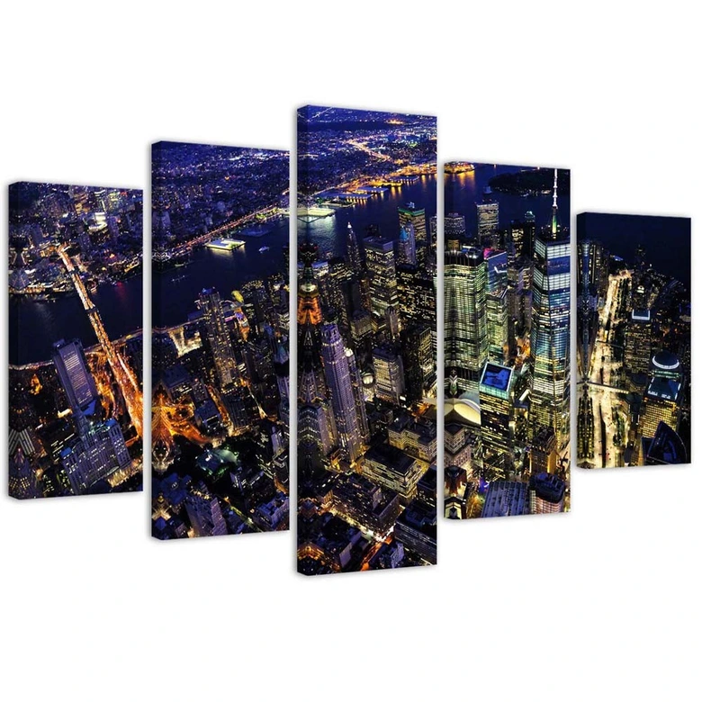 Wandbild 5-teilig, New York at Night Stadt 