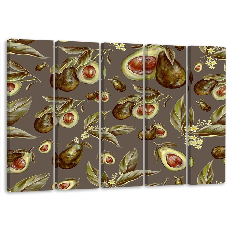 Leinwandbild 5 teilig, Avocado -Hälften 