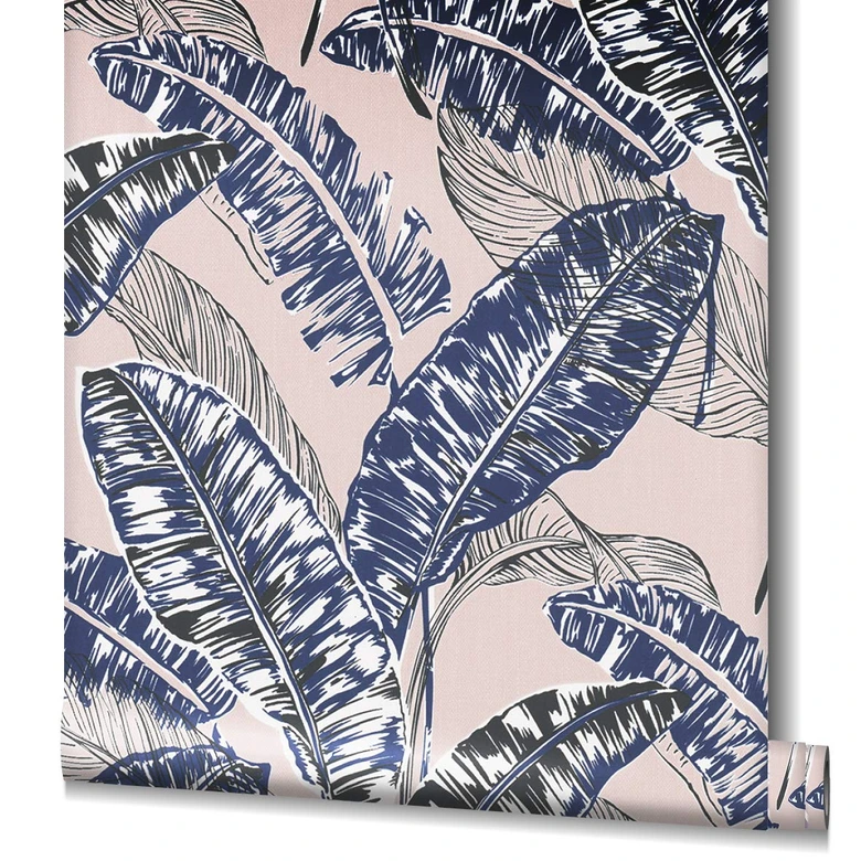 Vliestapete Floral Modern, Natur in Rosa-Braun  