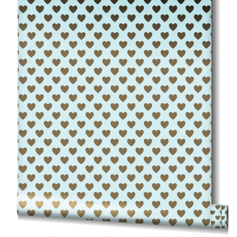 Vliestapete Herzen Grafisch Romantisch, Modern in Blau für Schlafzimmer 