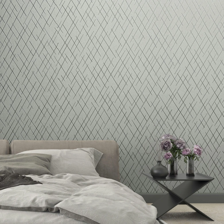 Vliestapete mit geometrischen Rauten grau, beige Grafisch 