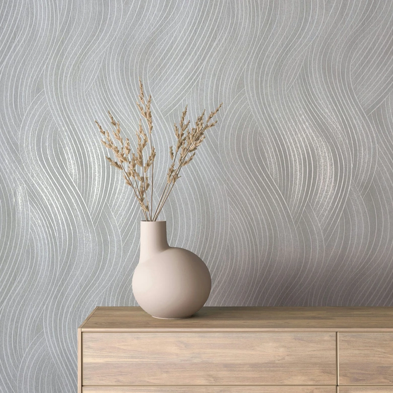 Vliestapete in grau Wellenoptik Struktur Grafisch Modern  