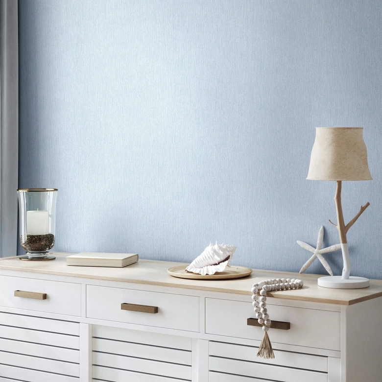 Vliestapete in weiß, blau Struktur Uni Modern  