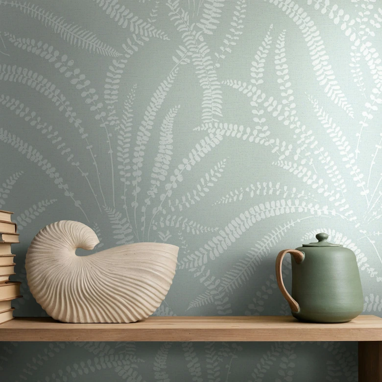 Icke-vävd tapet blad, rankor blommig natur i grönt 