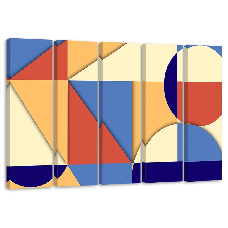 Leinwandbild 5 teilig, Geometrische Abstraktionsformen 