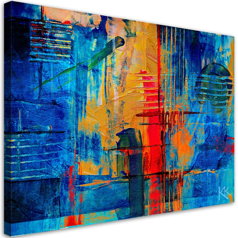 Leinwandbild, Bunte Abstraktion handgemalt 