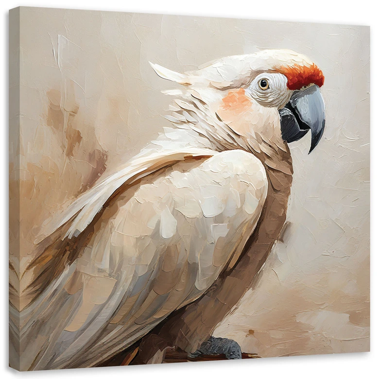 Leinwandbild Vogel Papagei beige gemalt 