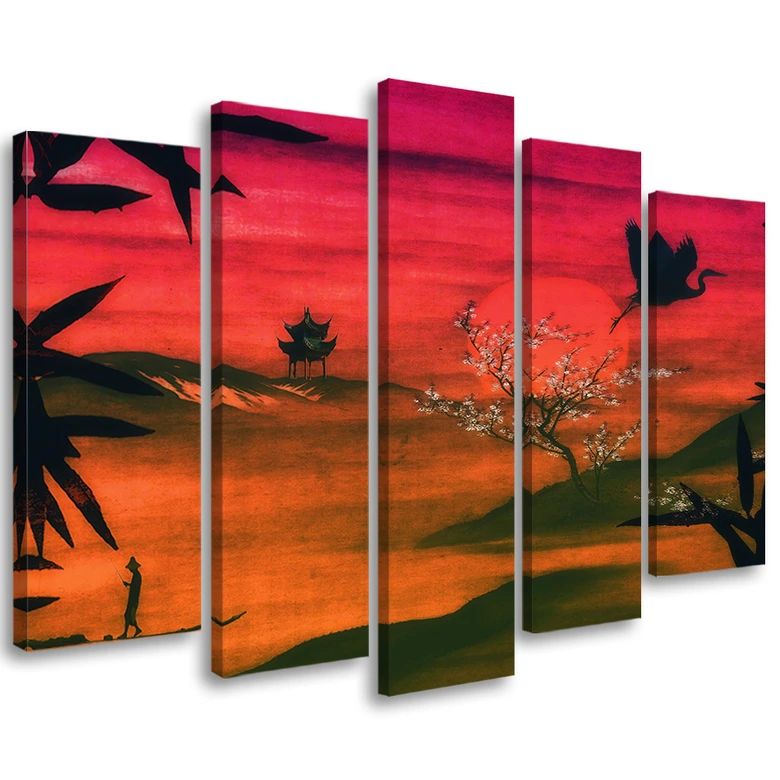 Leinwandbild 5 teilig, Japan Landschaft 