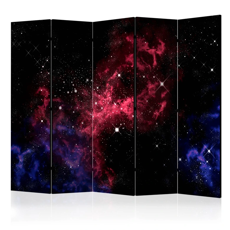 Paravent, Raumteiler freistehend, Trennwand - space - stars II, 5-teilig - einseitig bedruckt - 225x172 cm 