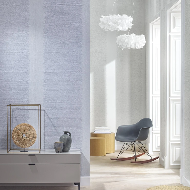 Tapeta z włókniny w paski i drobne linie, szara tekstura 