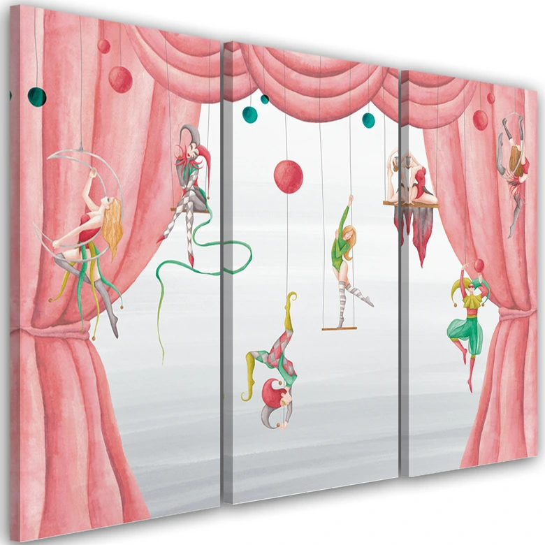 3-delige canvas print, circusacrobaat 