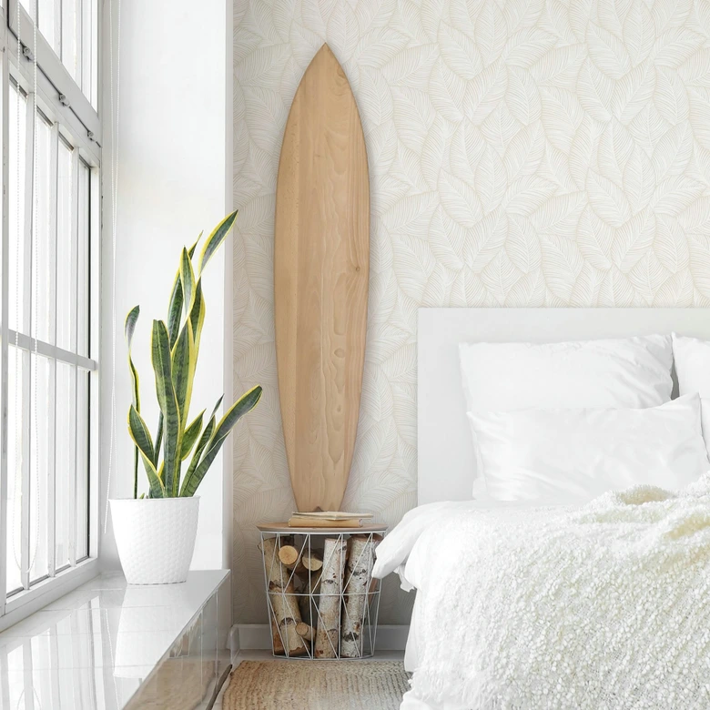 Vliestapete Blätter Floral Natur matt in Weiß Beige 