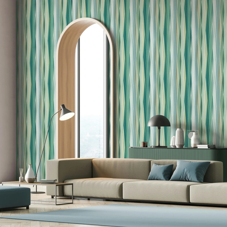 Tapeta z włókniny Stripes Stripes Modern, Kids matowa w kolorze zielonym 