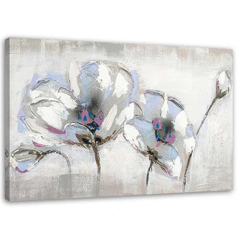 Leinwandbild, Blumen in Weiß Shabby Chic 