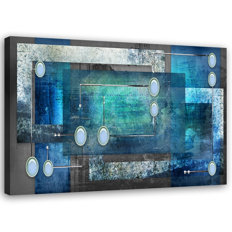 Canvas schilderij, blauwe abstractie 3d 