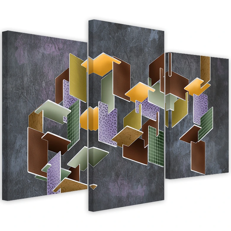 Leinwandbild 3 teilig, 3D -Rätsel 