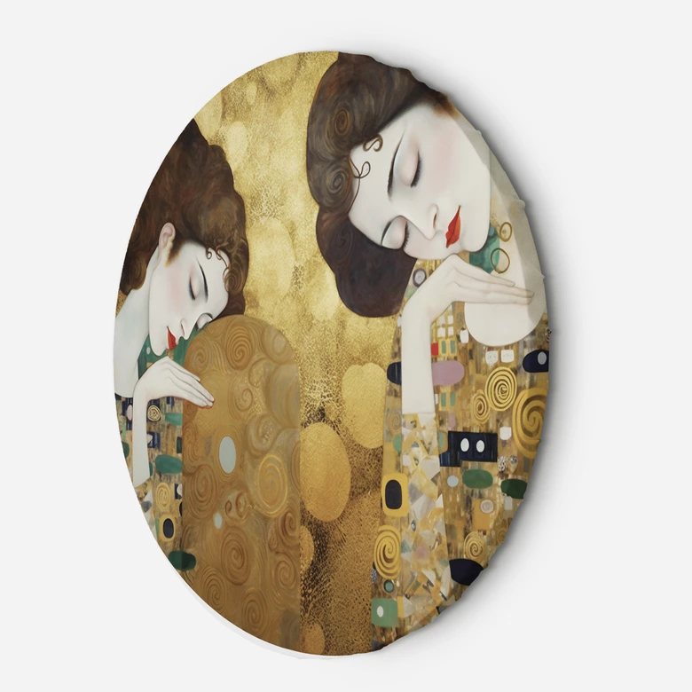 Rundes Leinwandbild - Bildnis einer Frau in Gold - G. Klimt 
