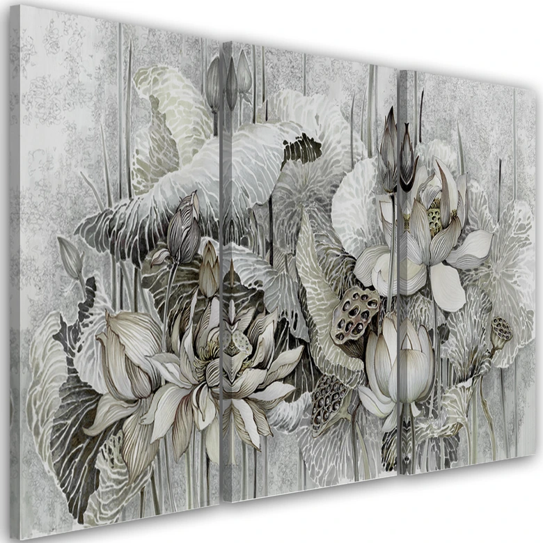 Leinwandbild 3 teilig, Saint Lotos Blumen 
